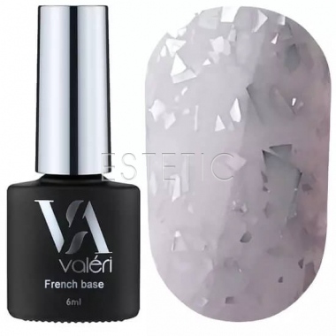 Valeri Base Potal №053 - цветная база для гель-лака (молочно-лиловый с серебристой поталью), 6 мл