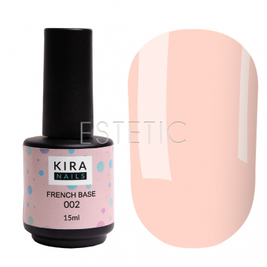 Kira Nails French Base №002 - камуфлирующая база (нежный персиковый), 15 мл