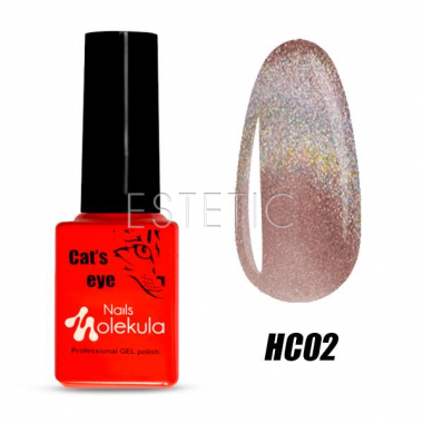 Гель-лак Molekula HOLOGRAPHIC Cat's eye HC02 (бежевый​ голографический), 6 мл