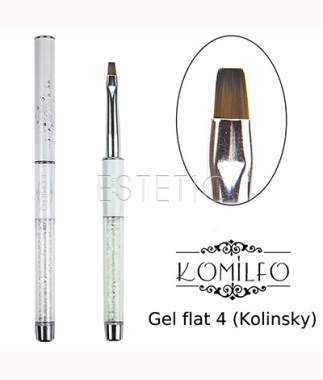 Пензль для гелю Komilfo Gel flat 4 (Kolinsky)