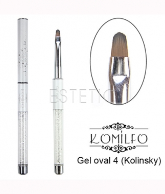 Пензль для гелю Komilfo Gel oval 4 (Kolinsky)