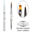 Пензль подвійний Komilfo Double Gel flat 4 (Nylon)/Liner 5 (Nylon)