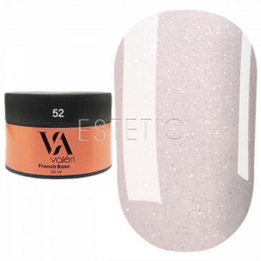 Valeri French Base Opal №052 - База под гель-лак (нежно-розовый с микроблеском), 30 мл