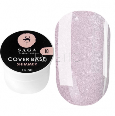 SAGA Professional Shimmer Base New №10 - Камуфлююча база із шиммером №10 (ніжно-рожевий), 15 мл
