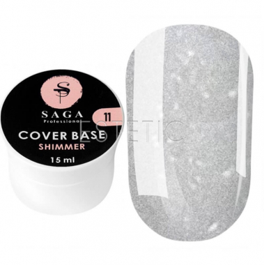 SAGA Professional Shimmer Base New №11 - Камуфлююча база із шиммером №11 (білий), 15 мл