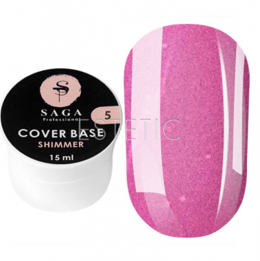 SAGA Professional Shimmer Base New №05 - Камуфлююча база із шиммером №05 (рожевий), 15 мл