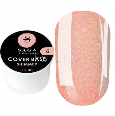 SAGA Professional Shimmer Base New №06 - Камуфлирующая база с шиммером №06 (персиковый), 15 мл