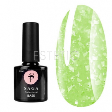 SAGA Professional LEAF BASE №11 - Камуфлирующая база (лимонно-салатовый с серебряной поталью), 8 мл