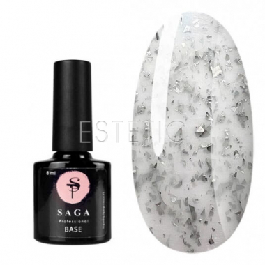 SAGA Professional LEAF BASE №02 - Камуфлирующая база (молочный с серебряной поталью), 8 мл