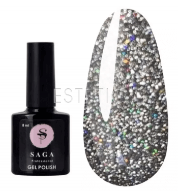 SAGA Professional Fiery Gel №15 - Гель-лак світловідбиваючий №15 (голографічне срібло), 8 мл