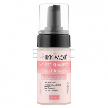 Мус-шампунь NIKK MOLE Mousse-Shampoo With Macadamia Oil з маслом макадамiї для брів, вій та обличчя, 100 мл