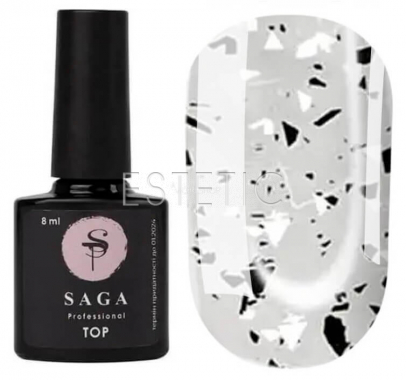SAGA Professional Top Geometry №5 - Топ без липкого шару з білими і чорними пластівцями, 8 мл