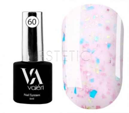 Valeri Base Potal №60 - Цветная база (молочно-розовая с хлопьями разноцветной потали), 6 мл