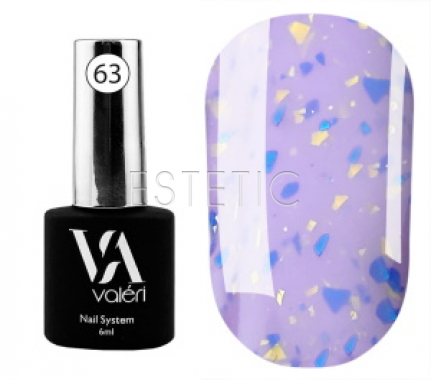 Valeri Base Potal №63 - Цветная база (нежно-лиловая с хлопьями разноцветной потали), 6 мл