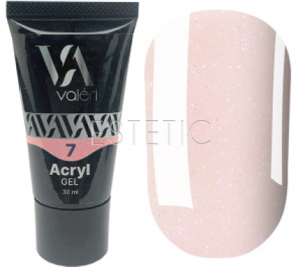 Valeri Acryl Gel №07 - Акригель (розовый шампань с шиммером), 30 мл