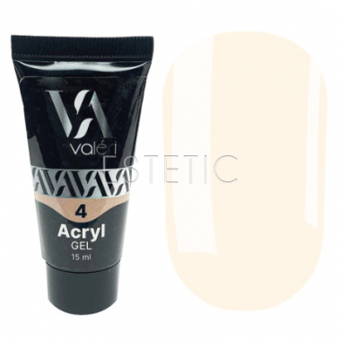 Valeri Acryl Gel №04 - Акригель для гель-лака (молочно-кремовый), 15 мл