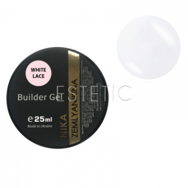 Nika Zemlyanikina Builder Gel White Lace - Конструирующий гель для гель-лака (белый с микроблеском), 25 мл