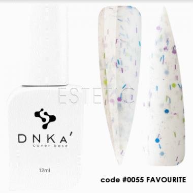 DNKa Cover Base #0055 Favourite - Цветная база для гель-лака (молочный с разноцветной крошкой), 12 мл