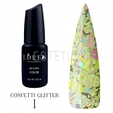 Гель-лак с глиттером Edlen Professional Confetti Glitter №01, 9 мл