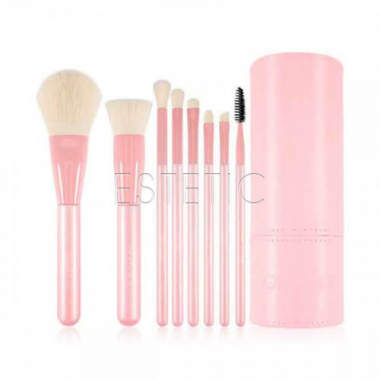 Набір пензлів для макіяжу Docolor DC0814 Cherry Pink (8 шт), в тубусі