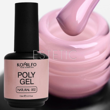 Гель Komilfo PolyGel Natural 002 натурально-розовый пастельный, 15 мл