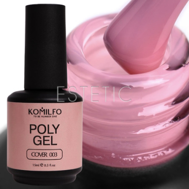 Гель Komilfo PolyGel Cover 003 пастельно-рожевий, 15 мл