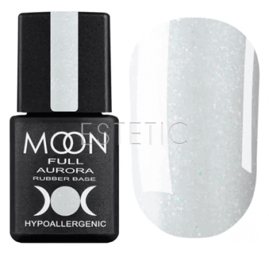 Камуфлирующая база с микроблеском MOON FULL AURORA Shimmer Rubber Base №2001, 8 мл