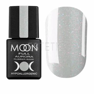 Камуфлирующая база с микроблеском MOON FULL AURORA Shimmer Rubber Base №2004, 8 мл