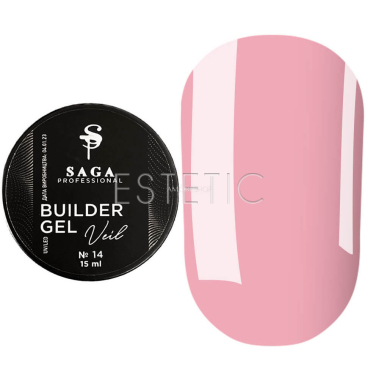 SAGA Professional Builder Gel Veil №14 - Моделирующий гель для наращивания (приглушенно-розовый), 15 мл