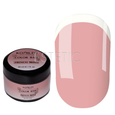Komilfo Color Base French 002 – Камуфлююча база для гель-лаку (нейтрально-рожевий), 30 мл, гель-банка