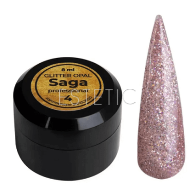 SAGA Professional Глітерний гель Glitter Opal №04 (рожево-сірий), 8 мл