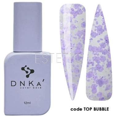 Топ для гель-лака DNKa Top Bubble с лавандовыми хлопьями, 12 мл