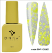 Топ для гель-лаку DNKa Top Sorbet позорий з жовтими хлоп'ями, 12 мл
