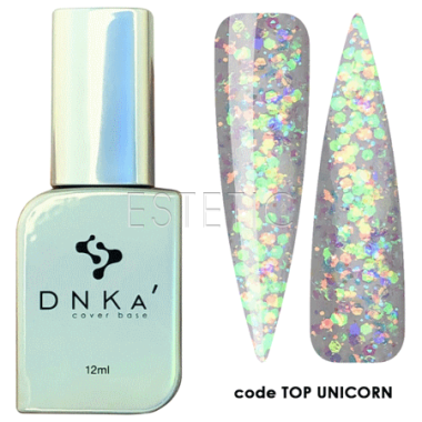 Toп Unicorn DNKa, единорог, прозрачный с голографическими хлопьями, 12 мл