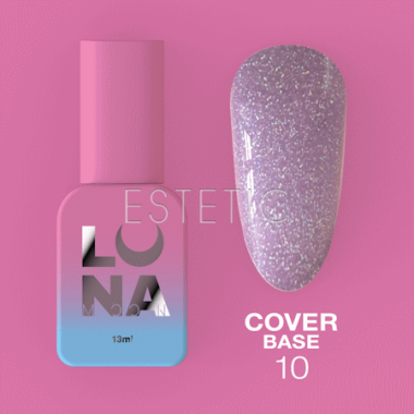 База LUNA Cover Base №10 камуфлююча, пастельний рожево-ліловий з мікроблиском, 13 мл