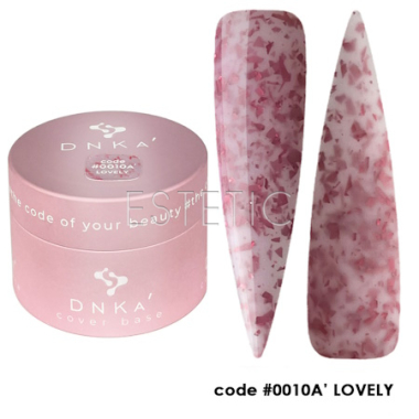 База цветная DNKa Cover Base #0010A' Lovely, светло-розовая с розовой поталью, 30 мл
