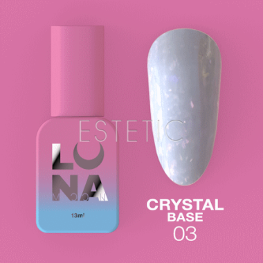 База LUNA Crystal Base №3 напівпрозора молочна з рожевою дрібною поталлю, 13 мл