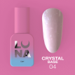 База LUNA Crystal Base №4 полупрозрачная молочно-розовая с зелено-голубой поталью, 13 мл
