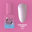 База LUNA Crystal Base №5 напівпрозора молочно-рожева з різнокольоровою дрібною поталлю, 13 мл