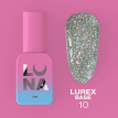 База LUNA Lurex Base №10 світловідбивна, срібло з голографічними блискітками, 13 мл