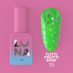 База Luna Tutti Frutti Base №15 яскраво-салатова з різнокольоровими часточками, 13 мл