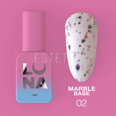 База Luna Marble Base №02 молочна з чорними крихтами та кораловою поталлю, 13 мл