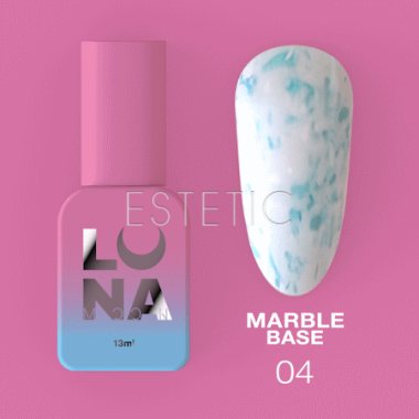 База Luna Marble Base №04 молочна з біло-блакитною поталлю, 13 мл