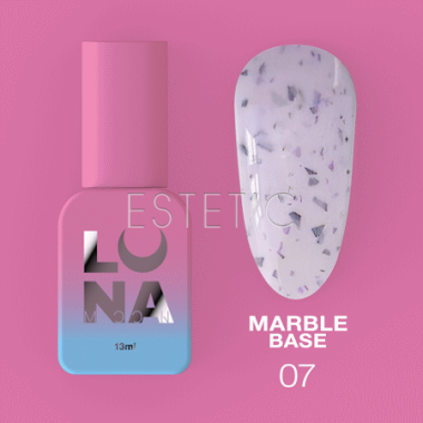 База Luna Marble Base №07 молочно-бузкова з чорними крихтами, 13 мл
