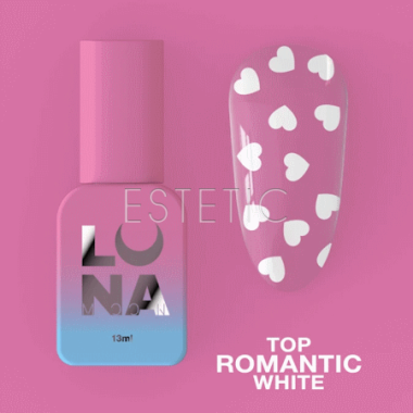 Топ LUNA Top Romantic White с белыми сердечками без липкого слоя, 13 мл