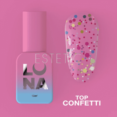 Топ LUNA Top Confetti с разноцветными мелкими конфети, без липкого слоя, 13 мл