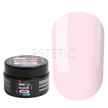Гель для нарощування Kira Nails Builder Gel 009 конструюючий, рожевий молочний, 15 г