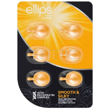 Вітаміни для волосся Ellips Hair Smooth & Shiny with PRO-KERATIN Бездоганний шовк, 6шт