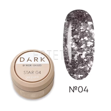 Гель-лак Dark Star Gel Polish 04 с серебряными блестками и голографическим сиянием, 5 г