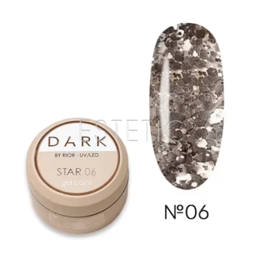 Гель-лак Dark Star Gel Polish 06 с блестками белого золота и золотым сиянием, 5 г